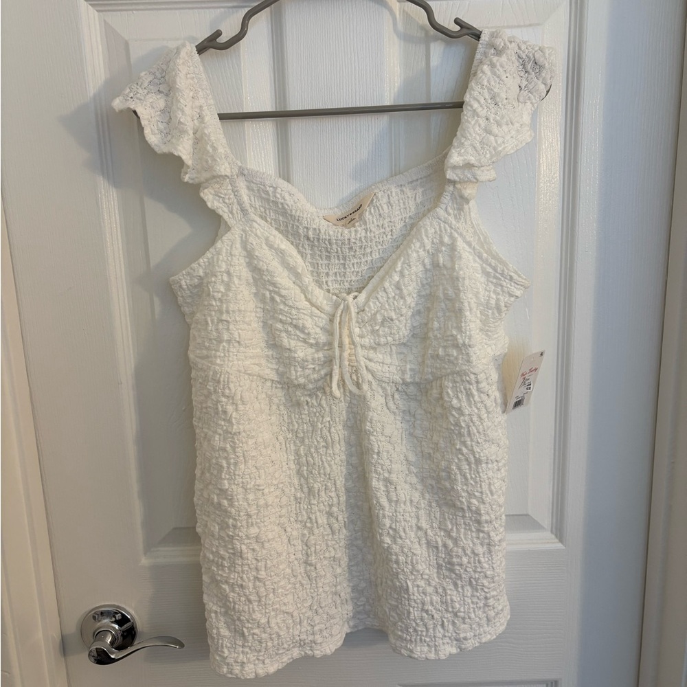 Lucky Brand White Textured Blouse